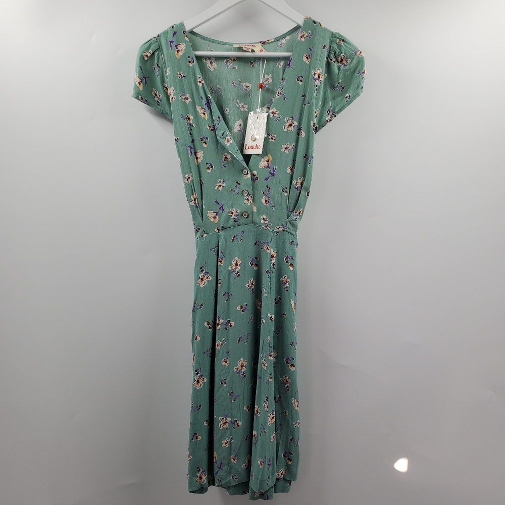 Modcloth Louche Cathleen Freesia Floral Dress V-Neck Printed.